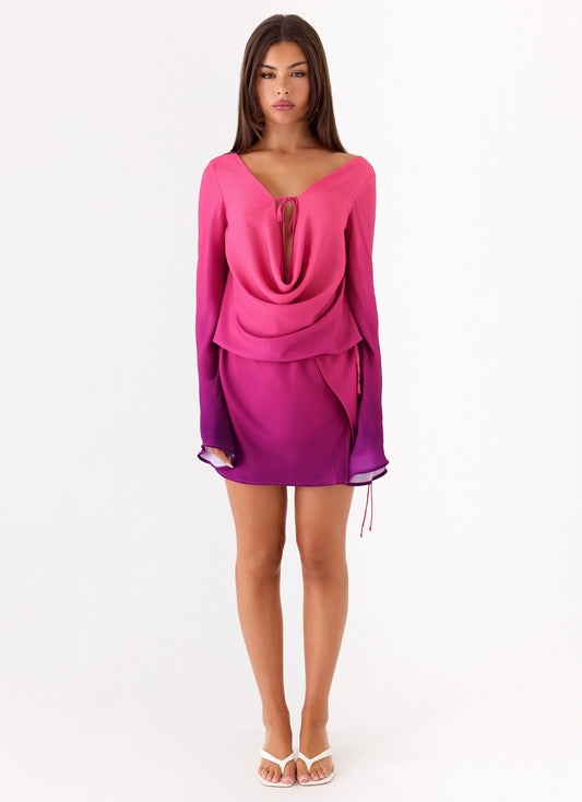 Rafaella Ombre Mini Dress in Fuchsia Violet