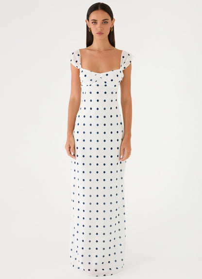 Maxi Dress Roma Notte - Porcelain Blue Polka Dots