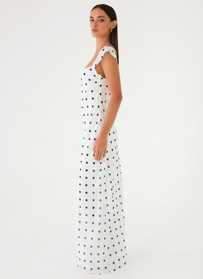 Maxi Dress Roma Notte - Porcelain Blue Polka Dots