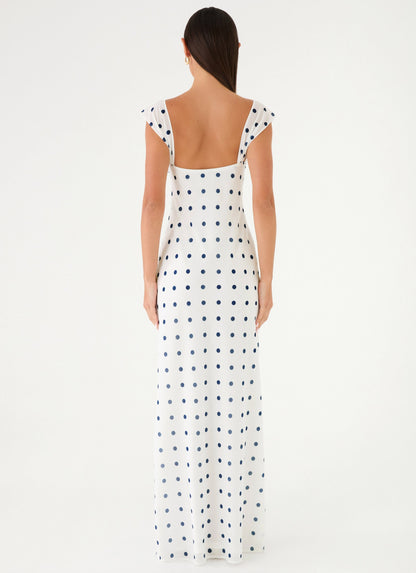 Maxi Dress Roma Notte - Porcelain Blue Polka Dots