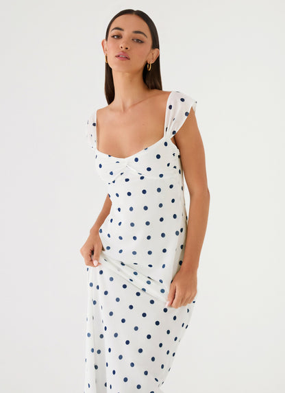 Maxi Dress Roma Notte - Porcelain Blue Polka Dots