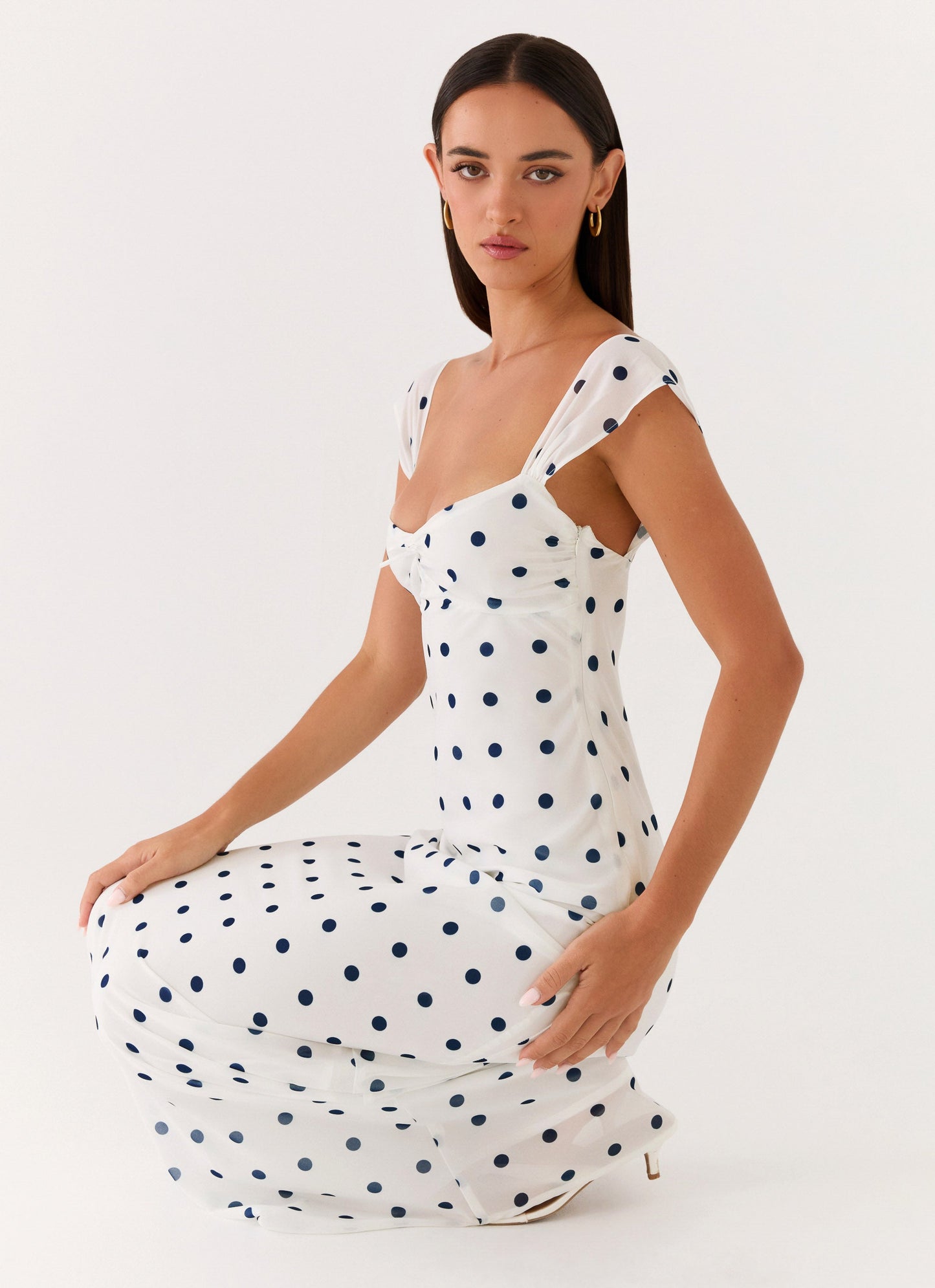 Maxi Dress Roma Notte - Porcelain Blue Polka Dots