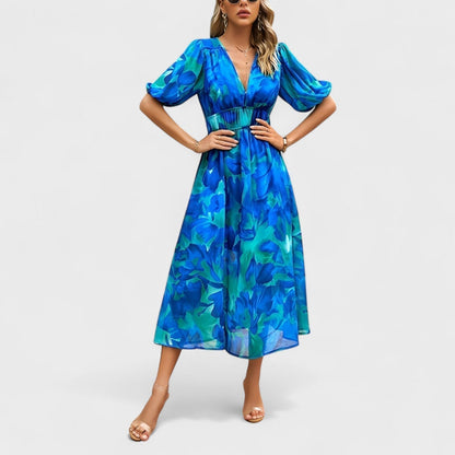 Clara - Elegante Vestido Midi con Estampado Floral