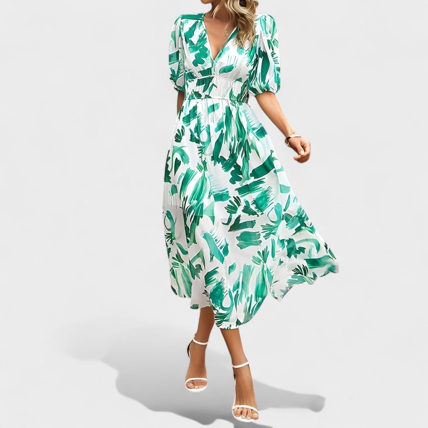 Clara - Elegante Vestido Midi con Estampado Floral