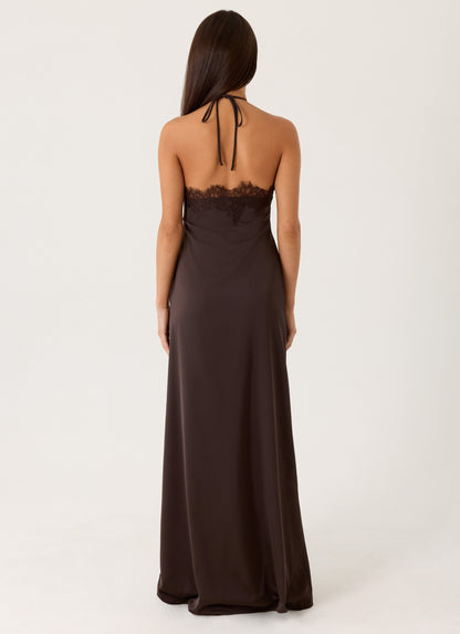 Maxi Halter Dress Samaria - Chocolate