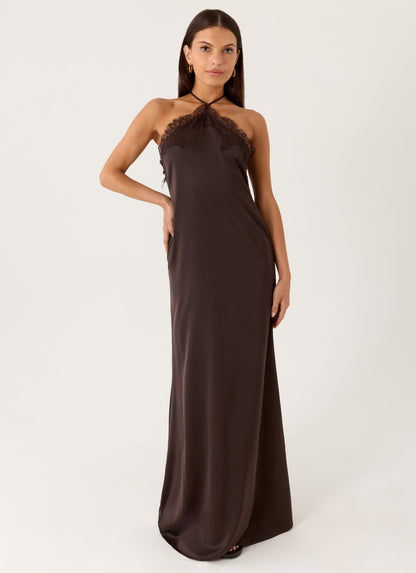 Maxi Halter Dress Samaria - Chocolate