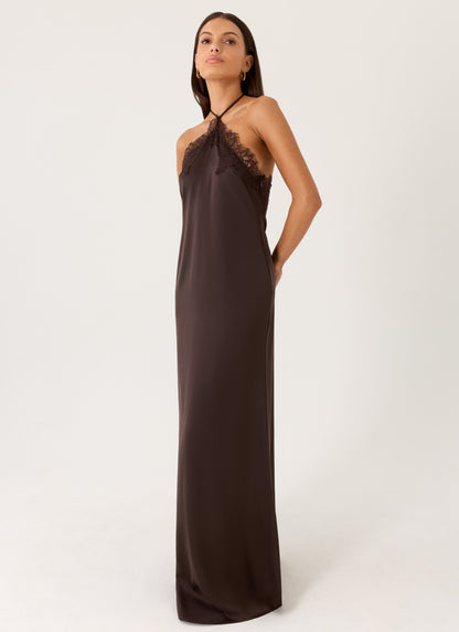 Maxi Halter Dress Samaria - Chocolate