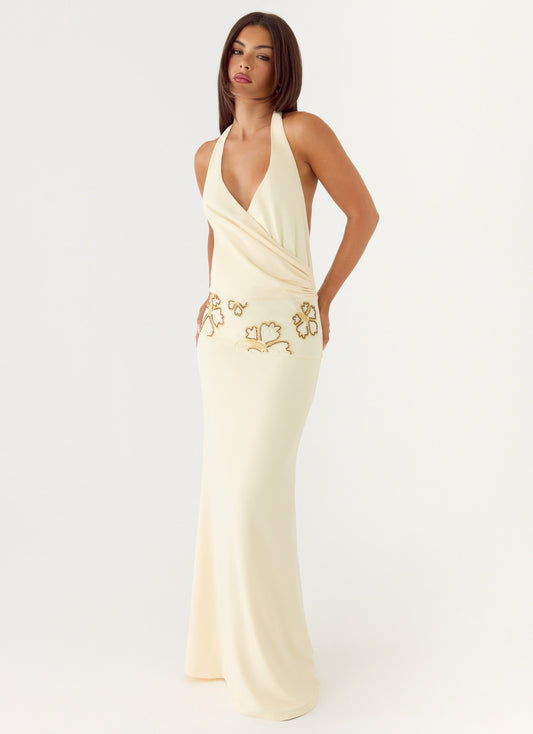 Maxi Beaded Dress Sandrine - Yellow