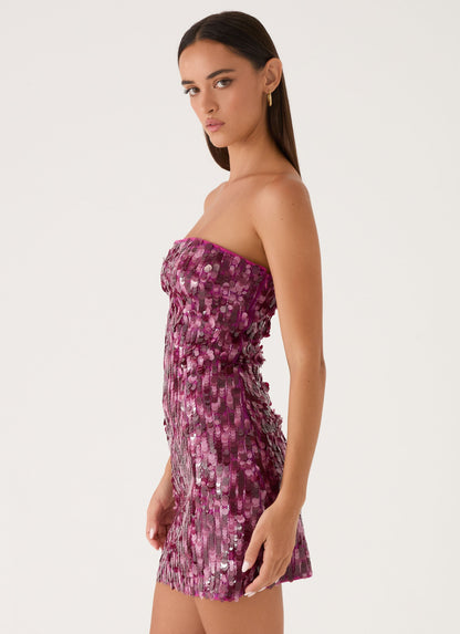Vestido Mini Seliora com Brilho - Ameixa