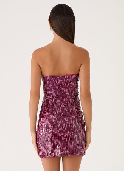 Vestido Mini Seliora com Brilho - Ameixa