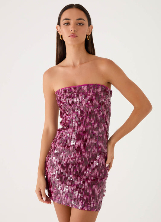 Vestido Mini Seliora com Brilho - Ameixa