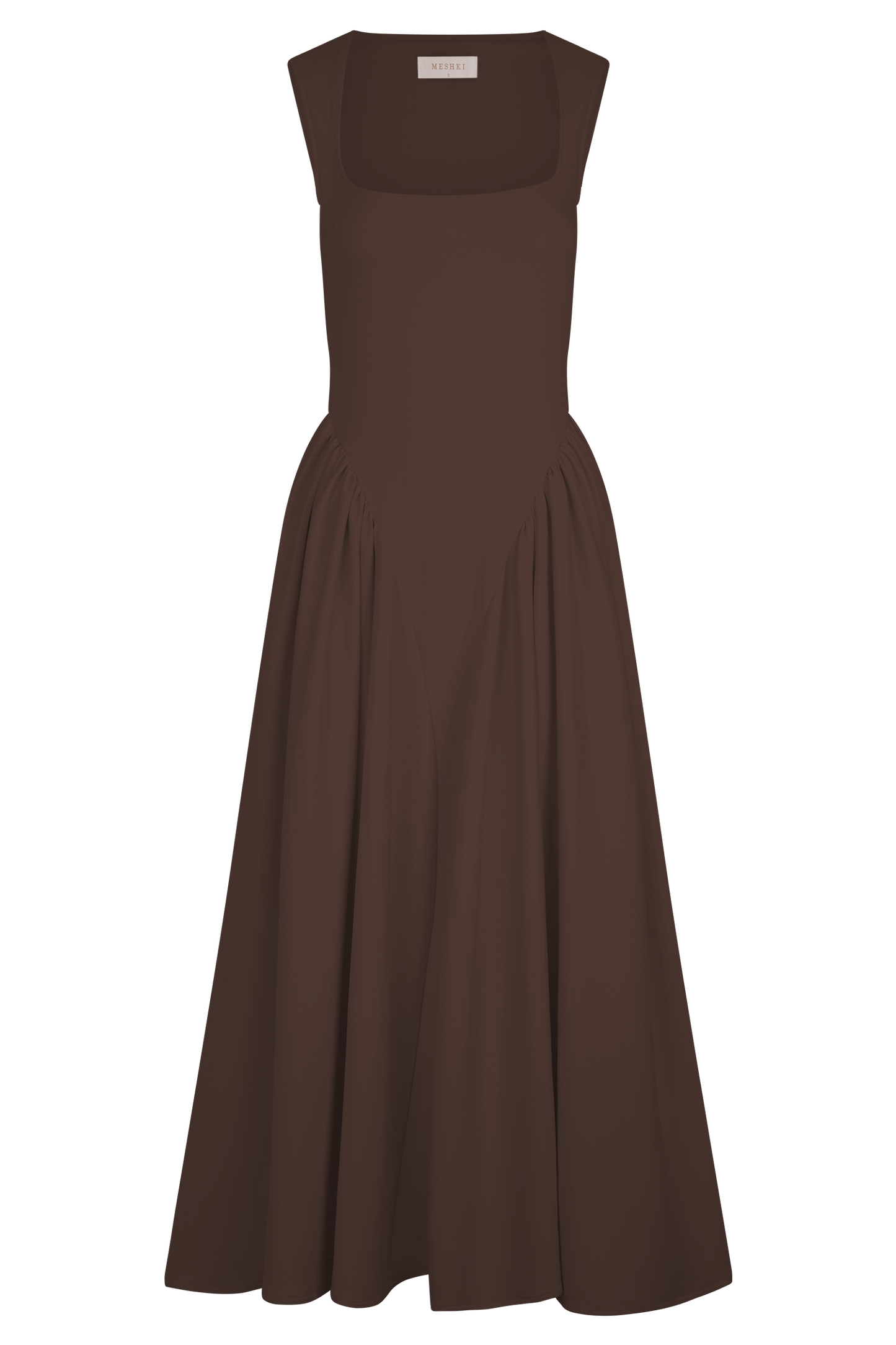 Sara - Vestido Midi de Malha Marrom