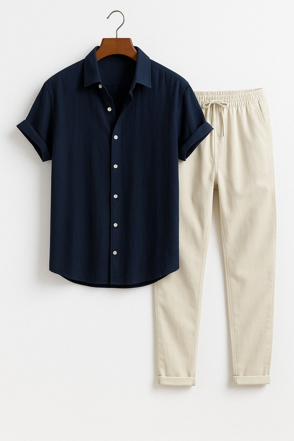 Conjunto de Camisa e Calças para o Verão