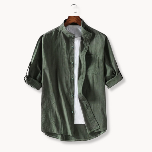 Elegante Camisa de Gola Mandarim