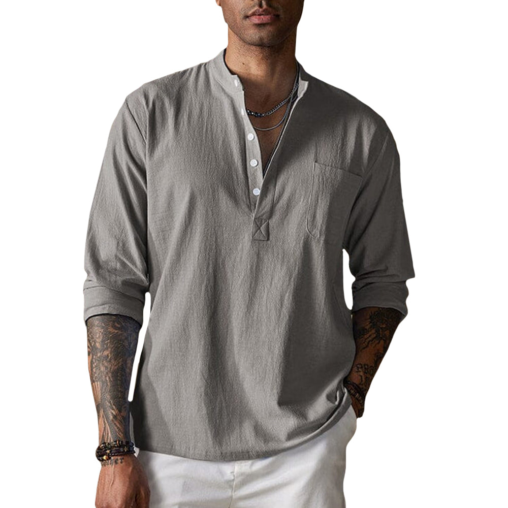 Camisa de Tecido Amassado e Respirável