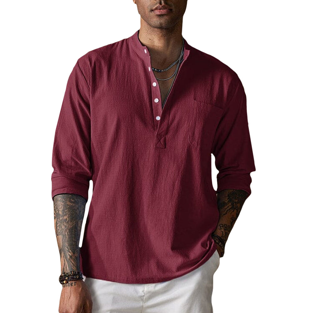 Camisa de Tecido Amassado e Respirável