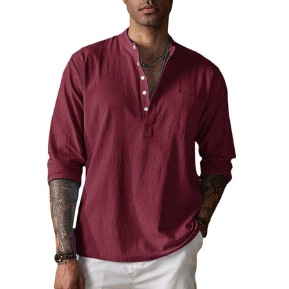 Camisa de Tecido Amassado e Respirável