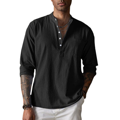 Camisa de Tecido Amassado e Respirável