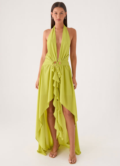 Maxi Halter Dress Sinead - Lime