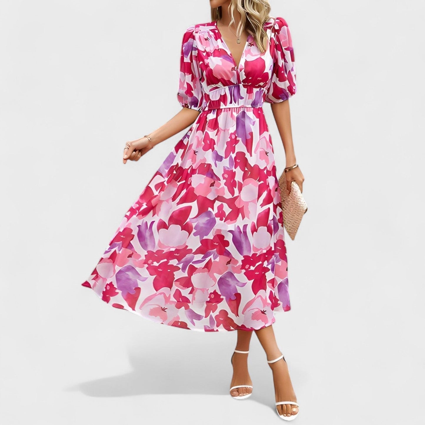 Clara - Elegante Vestido Midi con Estampado Floral