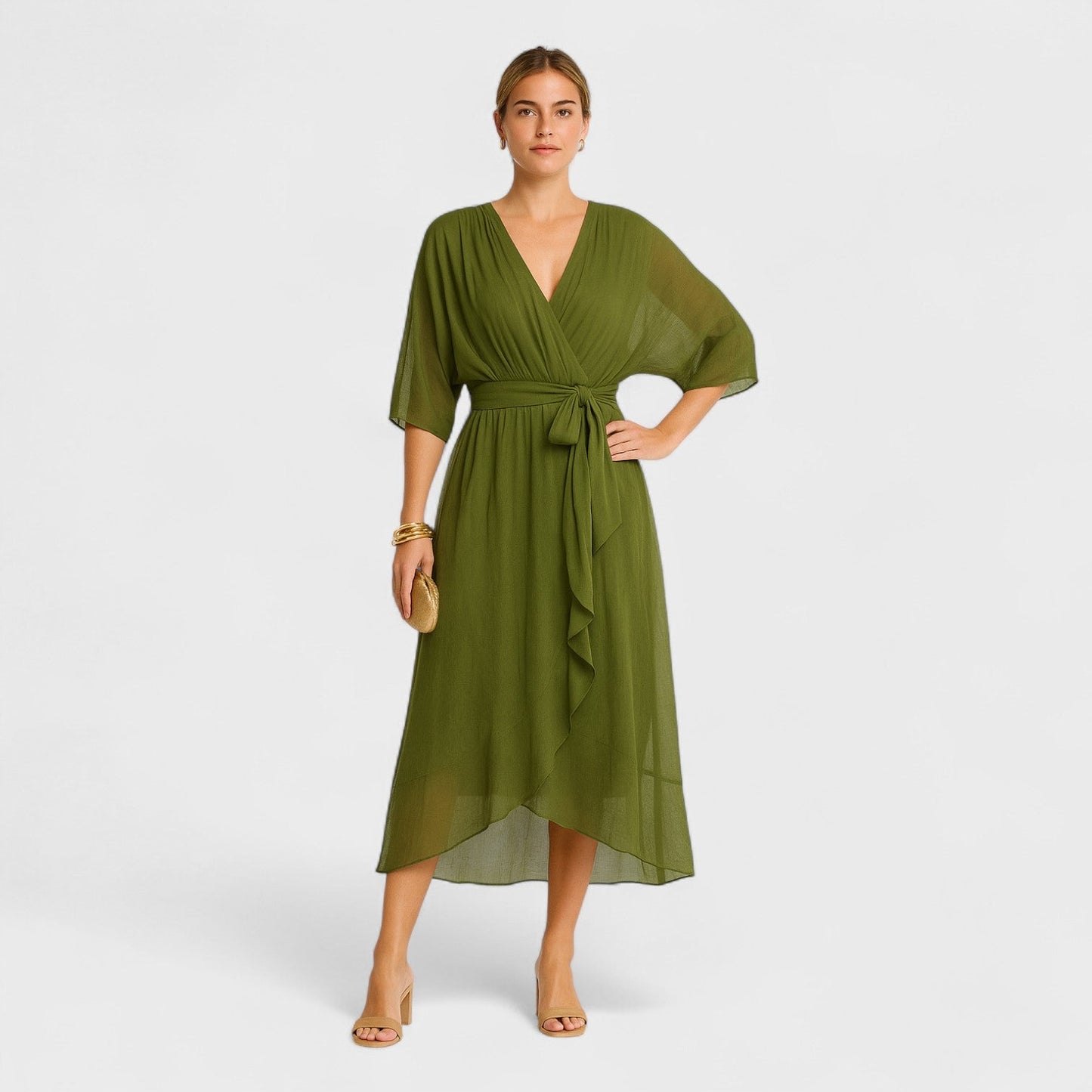 Ialina - Vestido Elegante com Cintura Definida