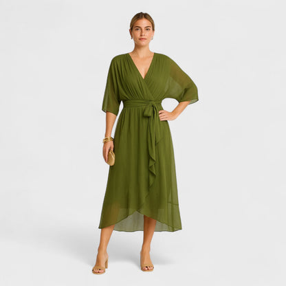 Ialina - Vestido Elegante com Cintura Definida