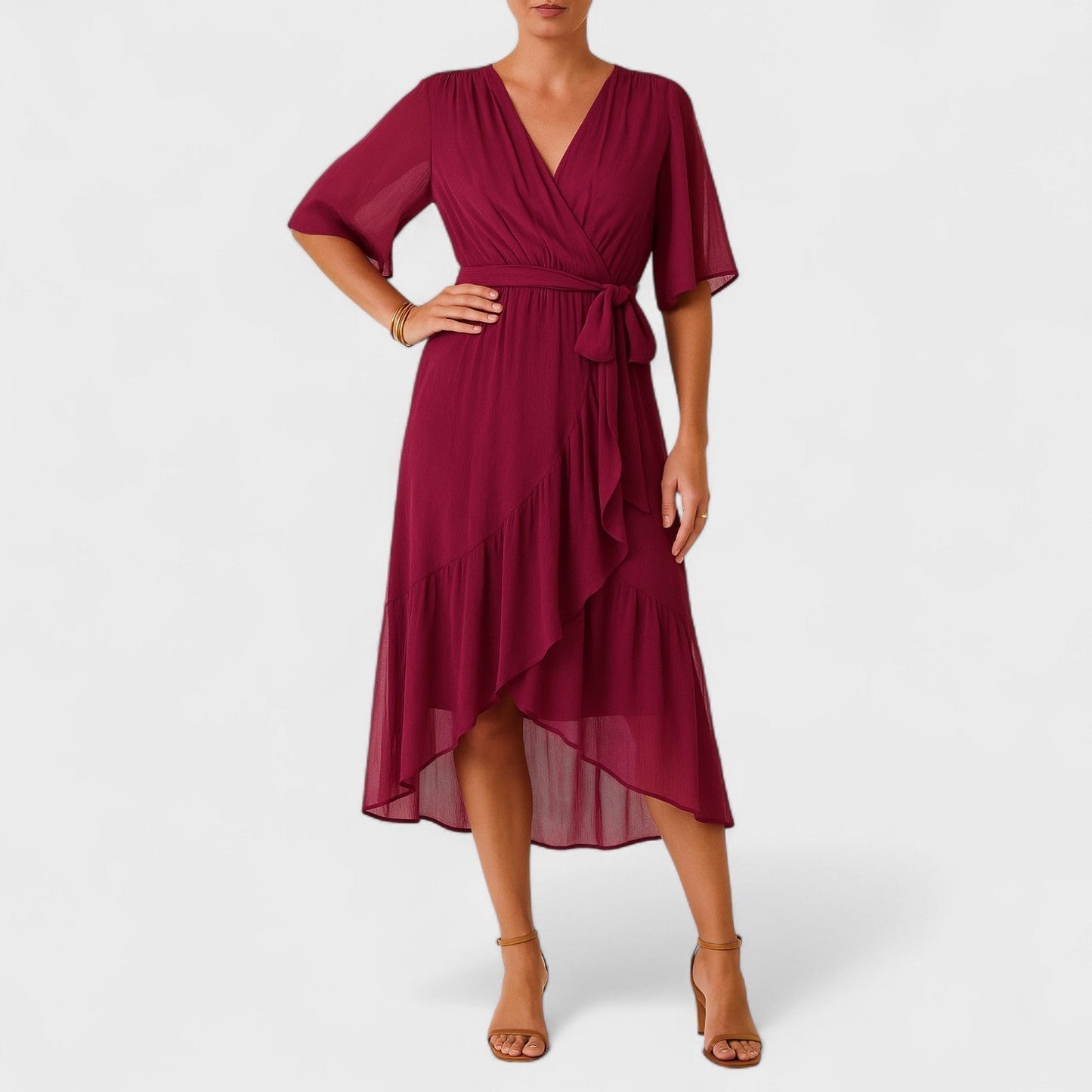 Ialina - Vestido Elegante com Cintura Definida