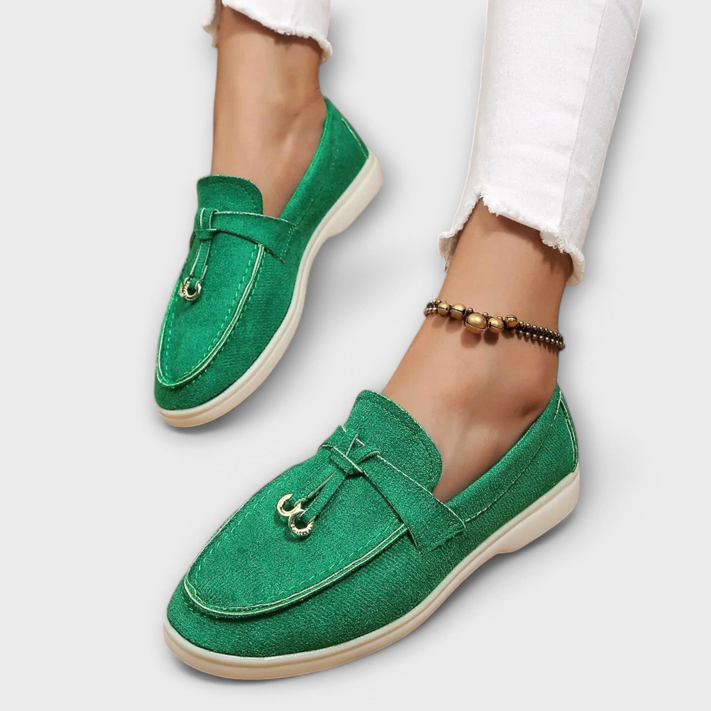 Beige Women's Moccasins with Decorative Laces
