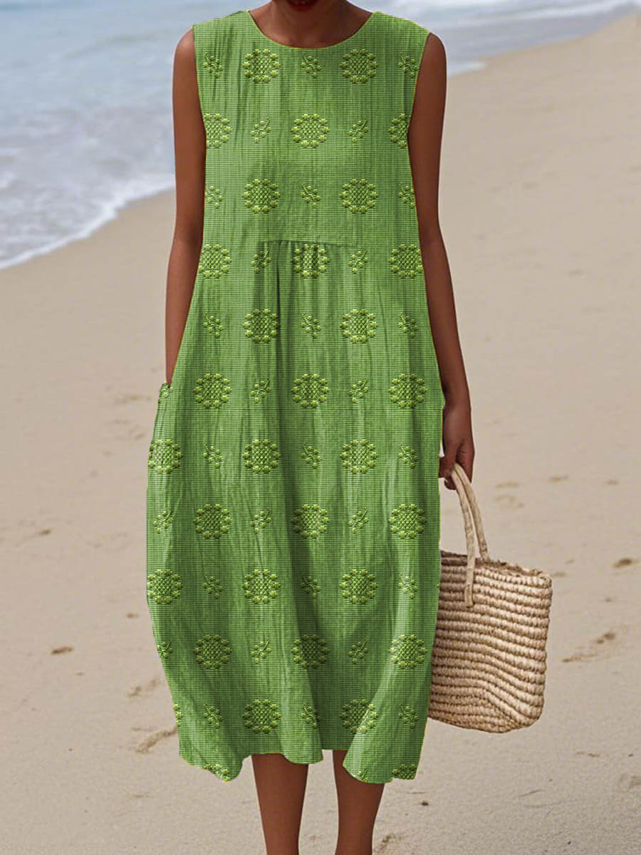 Franca - Vestido Sem Mangas em Algodão