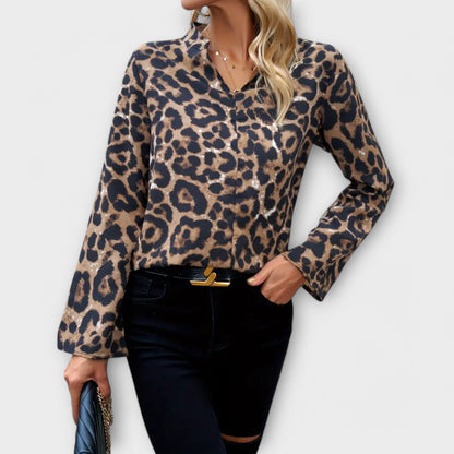 Catarina - Camisa Casual de Leopardo