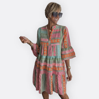 Madalena - Vestido Boho em Camadas com Silhueta Fluida