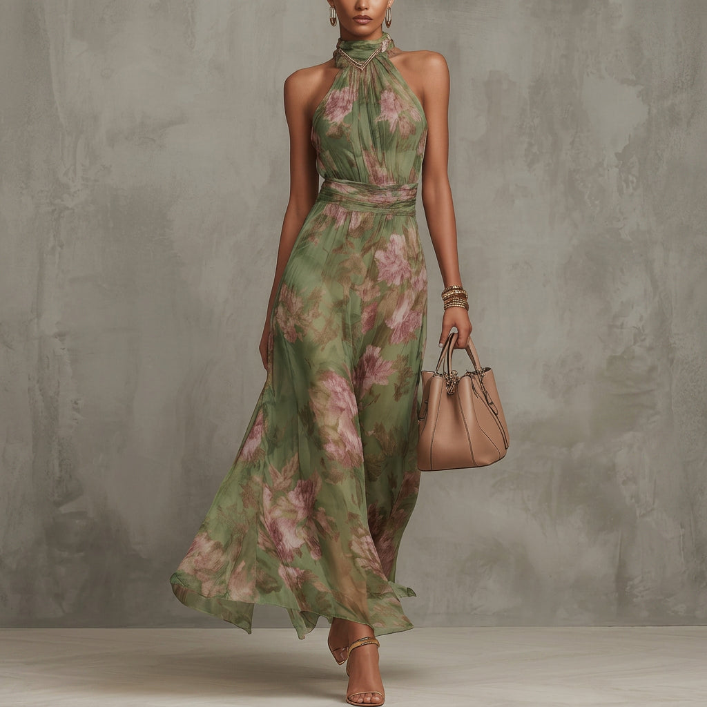 Filipa - Floral Halter Maxi Dress