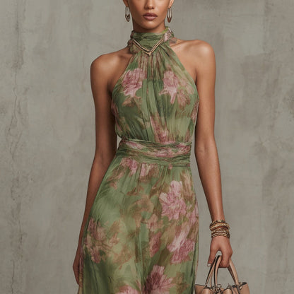 Filipa - Floral Halter Maxi Dress