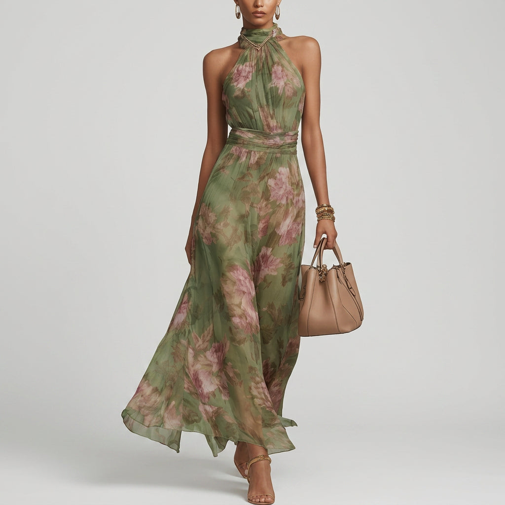 Filipa - Floral Halter Maxi Dress