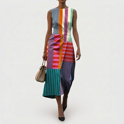 Tânia - Vestido Estampado Sem Mangas