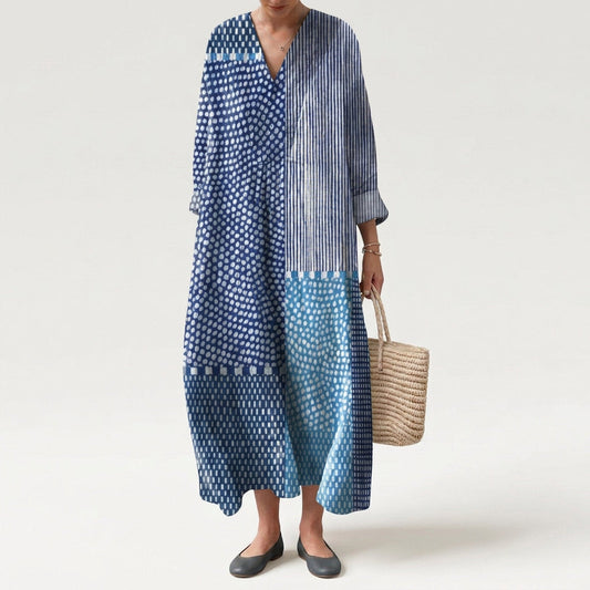Luna - Vestido com Estampa de Ondas do Mar