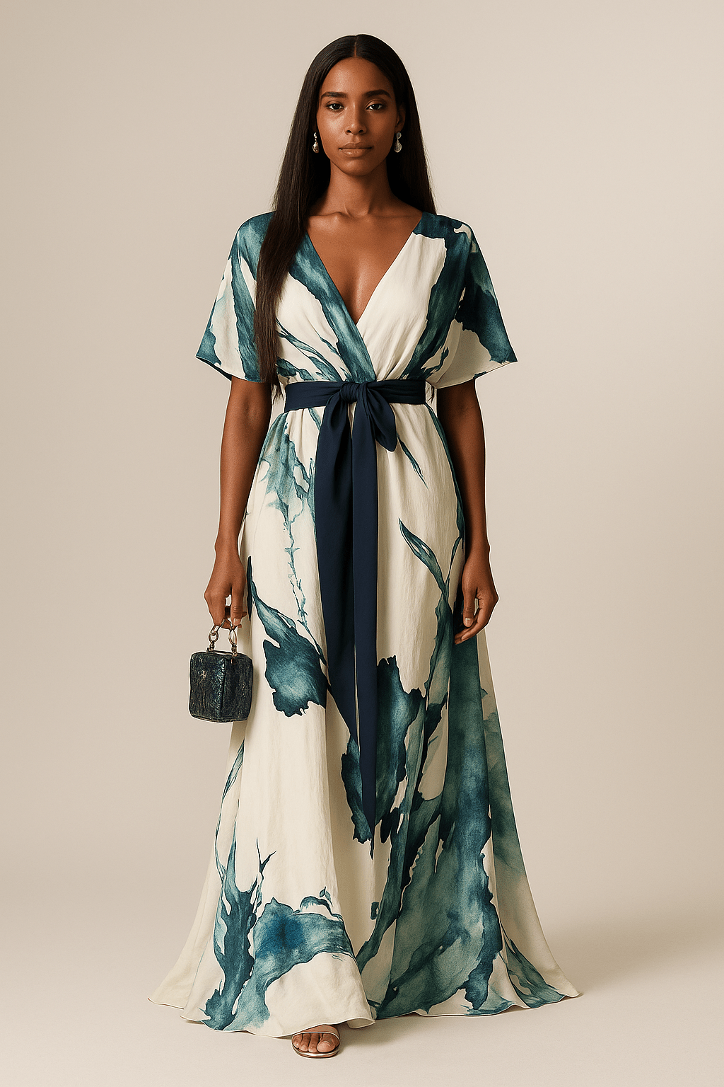 Vanessa - Vestido Longo com Estampa em Aquarela