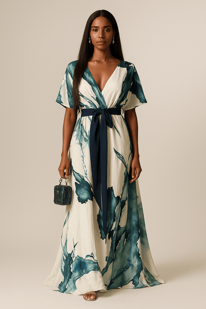 Vanessa - Vestido Longo com Estampa em Aquarela