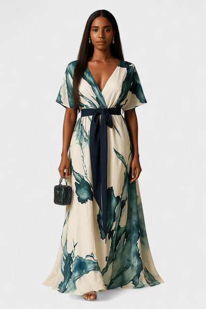 Vanessa - Vestido Longo com Estampa Aquarela