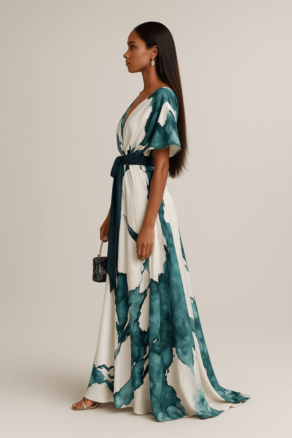Vanessa - Vestido Longo com Estampa em Aquarela