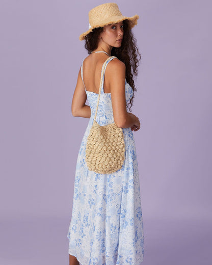 Renata - Floral Blue Midi Dress