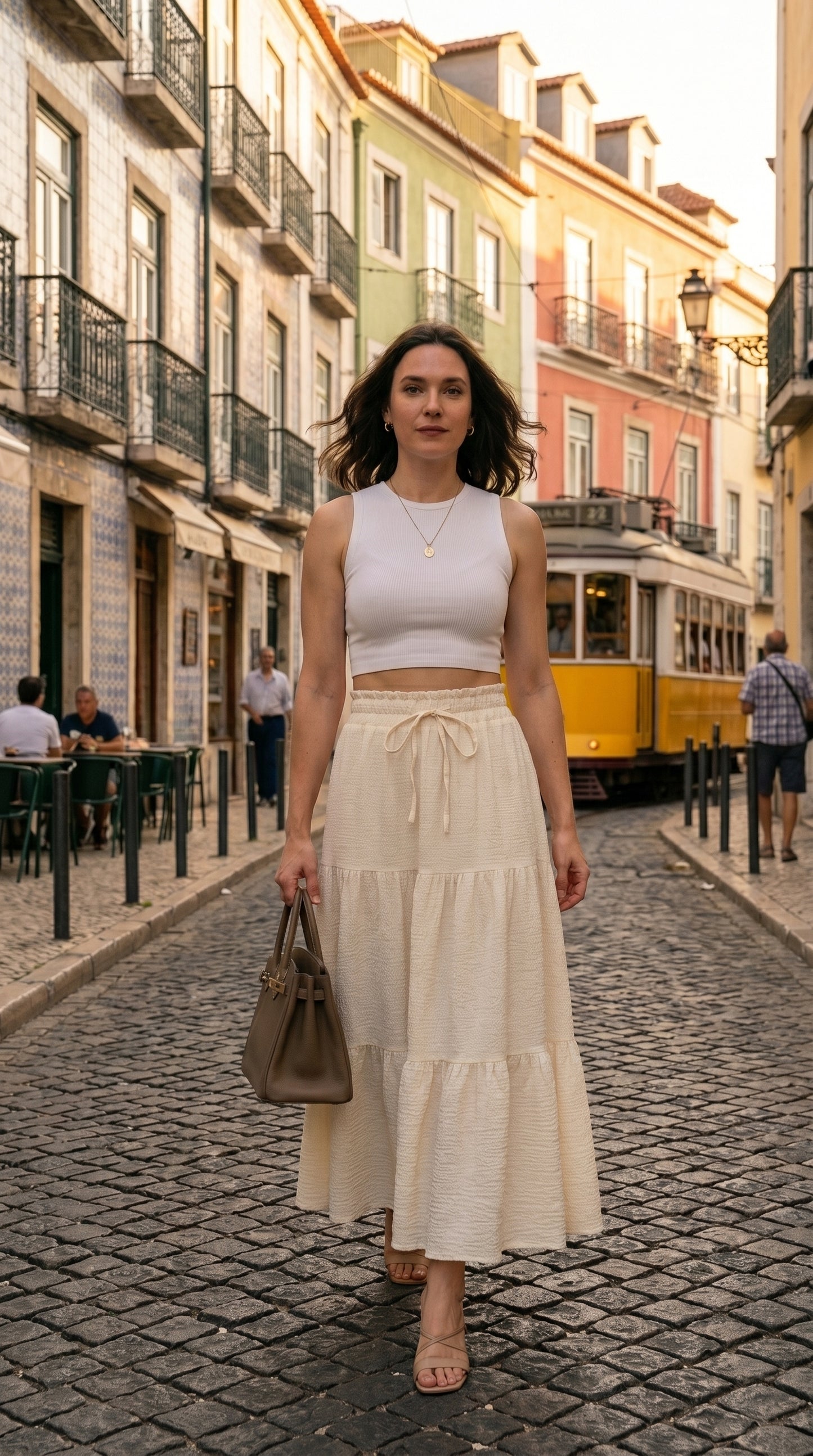 LEONOR. Saia Midi Evasê em Linho | Terracota | Estilo Boho Verão