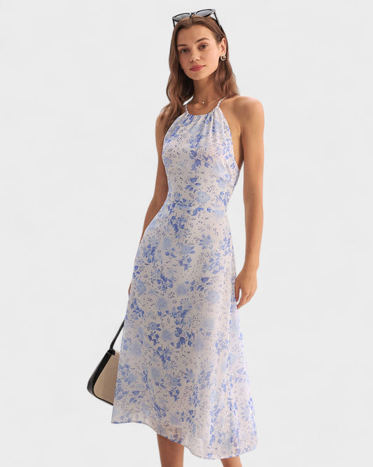 Clarice - Floral Blue Midi Dress