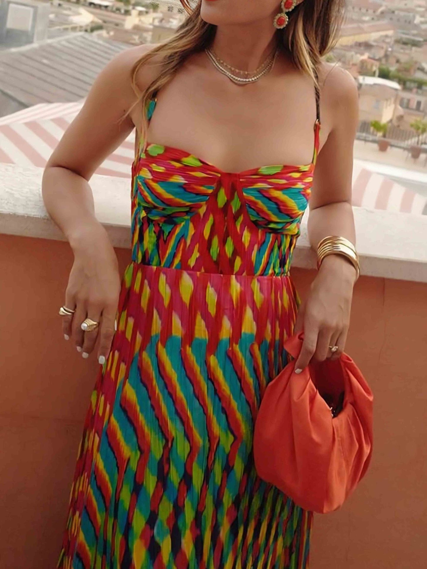 Aria - Vestido Maxi com Estampa Abstrata