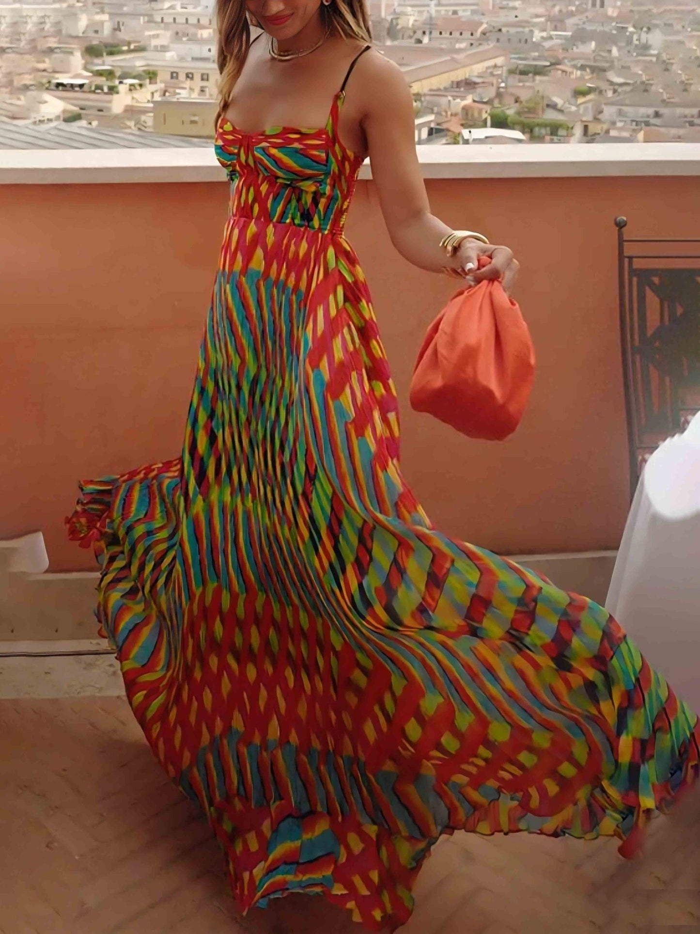Aria - Vestido Maxi com Estampa Abstrata
