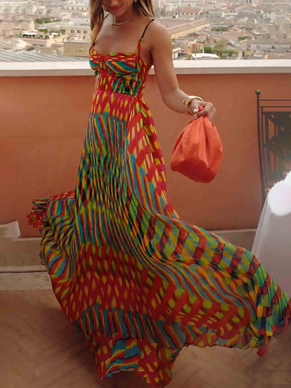 Aria - Vestido Maxi com Estampa Abstrata