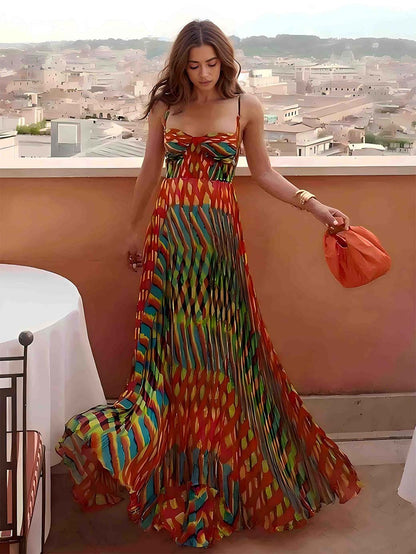 Aria - Vestido Maxi com Estampa Abstrata